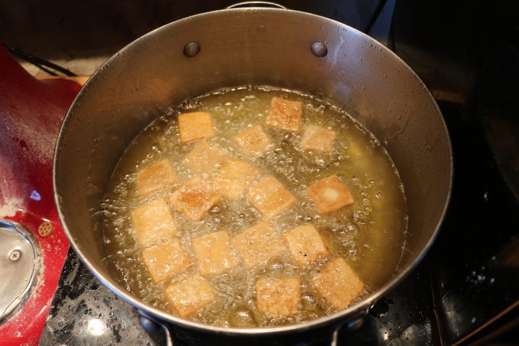 frying tofu